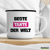 Emaille Tasse Beste Tante der Welt 300ml Vintage