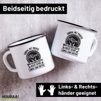 Emaille Tasse Einmal mit Profis war früher, heute...