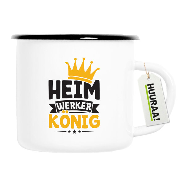 Emaille Tasse Heimwerker König 300ml Vintage Emaille Becher