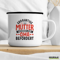 Emaille Tasse Großartige Mütter werden zur Oma befördert 300ml Vintage