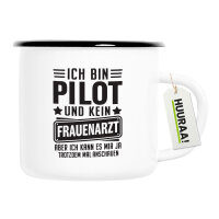 Emaille Tasse Bin Pilot kein Frauenartzt kann mir das ja...
