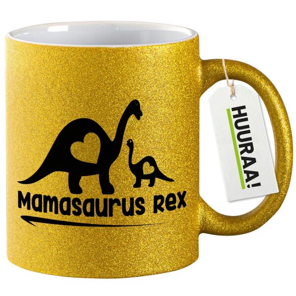 Glitzertasse Mamasaurus Rex Dinosaurier 330ml