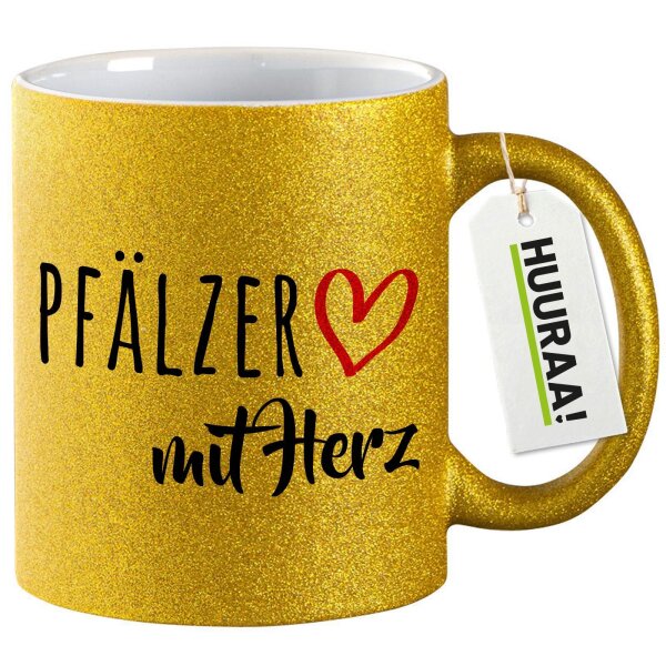 Glitzertasse Pfälzer mit Herz 330ml