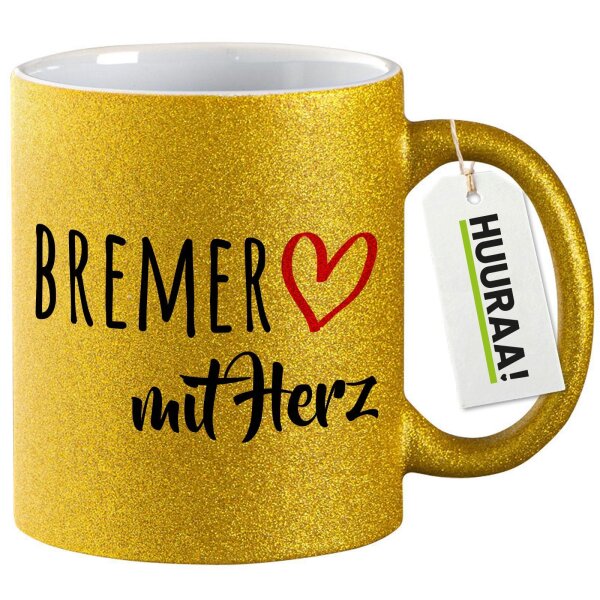 Glitzertasse Bremer mit Herz 330ml
