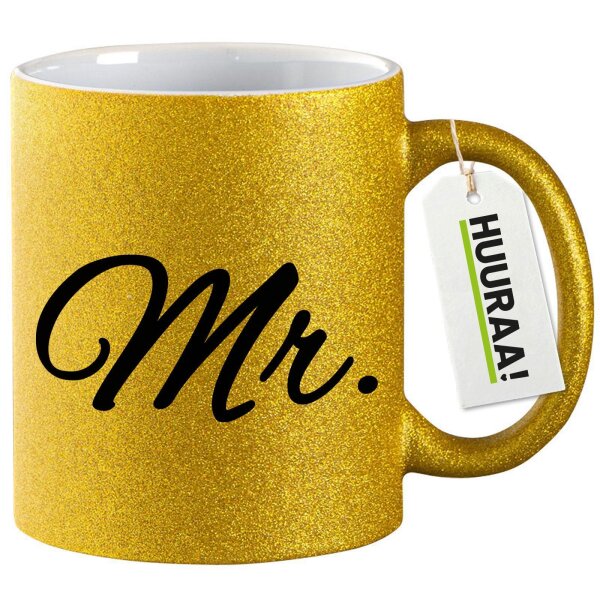 Glitzertasse Mr. Schriftzug 330ml