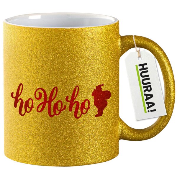 Glitzertasse Ho Ho Ho Weihnachtsmann 330ml