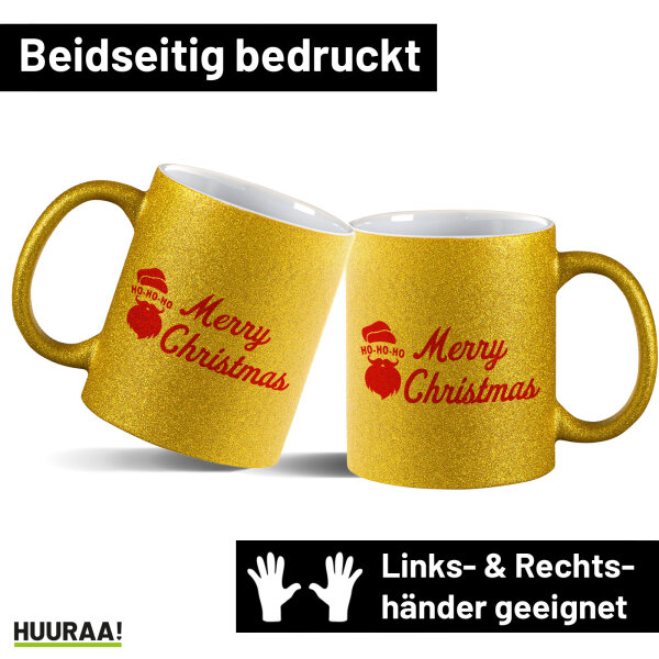 Glitzertasse Ho Ho Ho Santa Merry Christmas 330ml