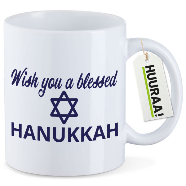 Kaffeetasse Wish blessed Hanukka Schriftzug 330ml
