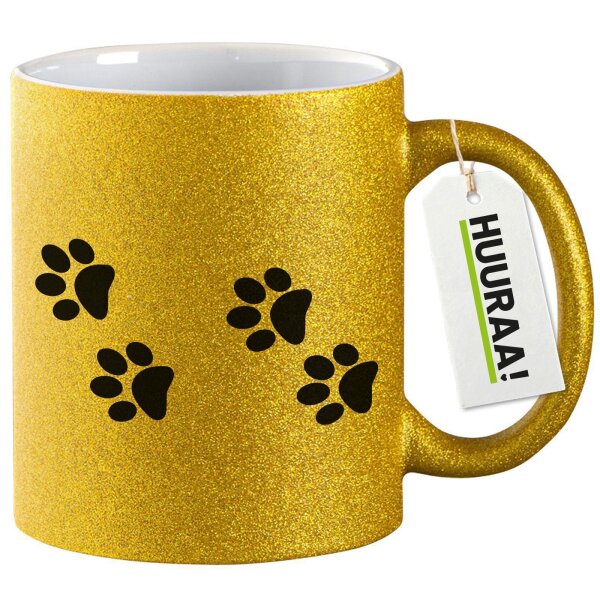 Glitzertasse Fußtapsen Tapsen 330ml