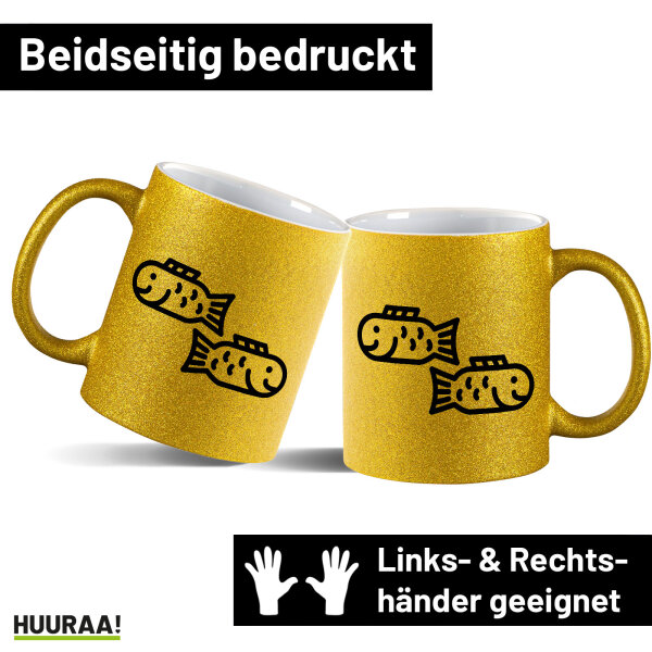 Glitzertasse Fische Sternzeichen Symbol 330ml