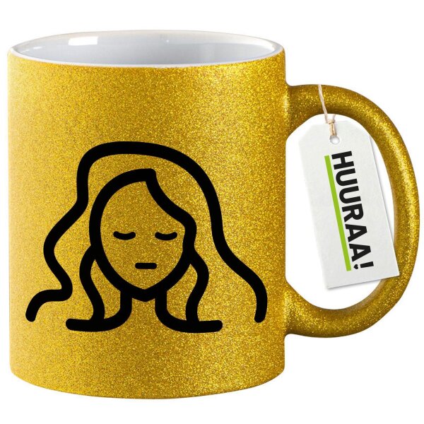 Glitzertasse Jungfrau Sternzeichen Symbol 330ml