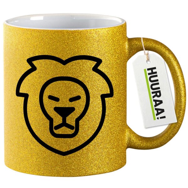 Glitzertasse Löwe Sternzeichen Symbol 330ml