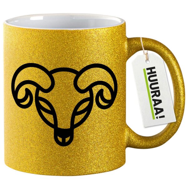 Glitzertasse Widder Sternzeichen Symbol 330ml