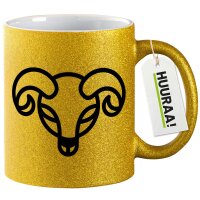 Glitzertasse Widder Sternzeichen Symbol 330ml