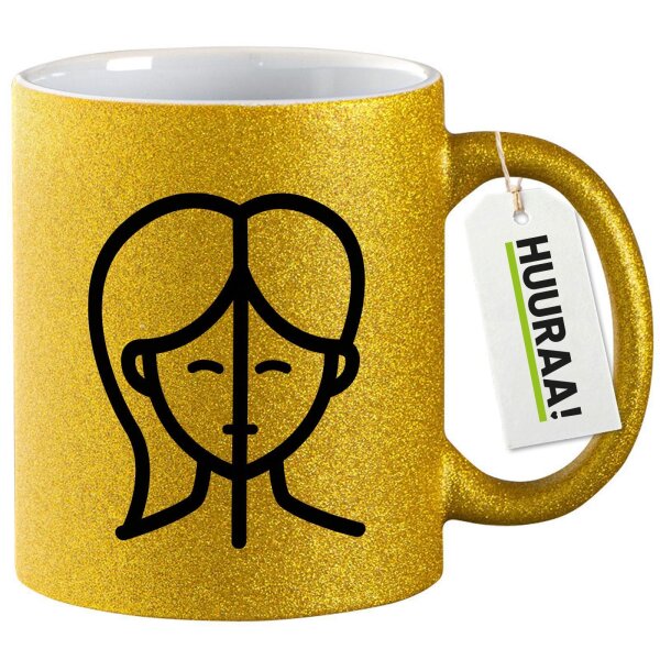 Glitzertasse Zwillinge Sternzeichen Symbol 330ml