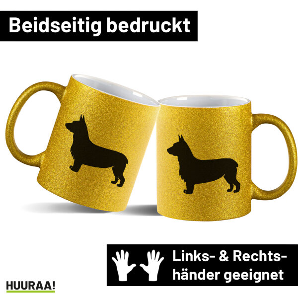 Glitzertasse Welsh Corgi Pembroke Silhouette 330ml