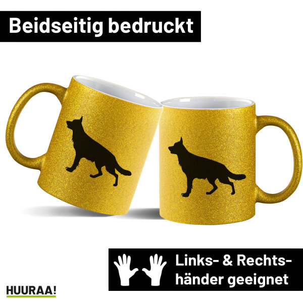 Glitzertasse Deutscher Schäferhund Silhouette 330ml