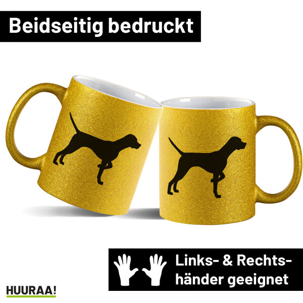 Glitzertasse English Pointer Silhouette 330ml