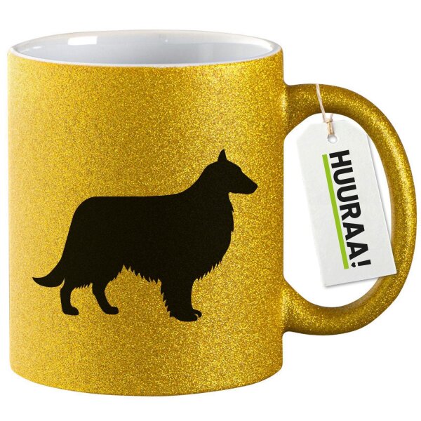 Glitzertasse Collie Sheltie Silhouette 330ml