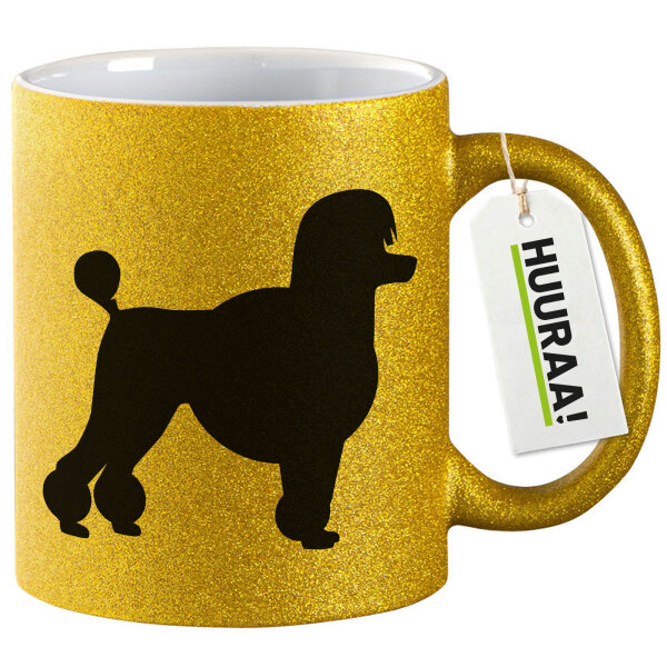 Glitzertasse Pudel Silhouette 330ml