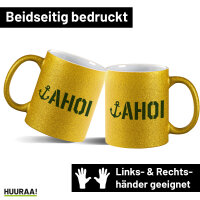 Glitzertasse Ahoi Anker Seemannsgruß 330ml
