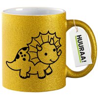 Glitzertasse Triceratops Dinosaurier 330ml