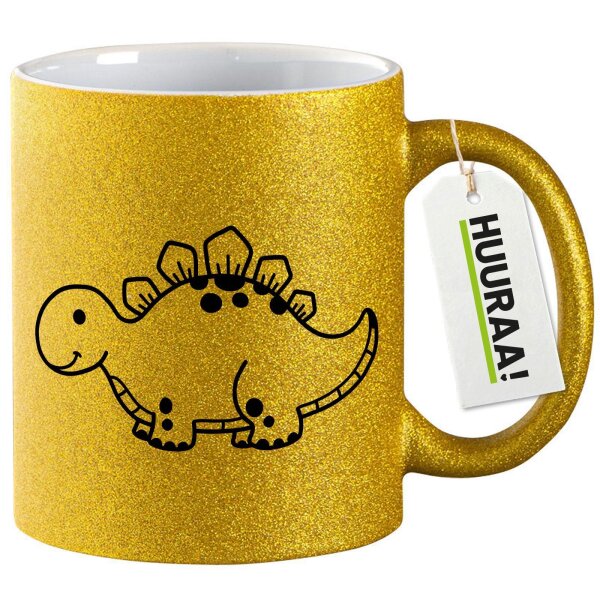 Glitzertasse Stegosaurus Dinosaurier 330ml