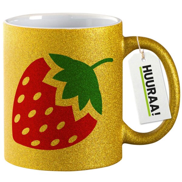 Glitzertasse Erdbeere Strawberry 330ml