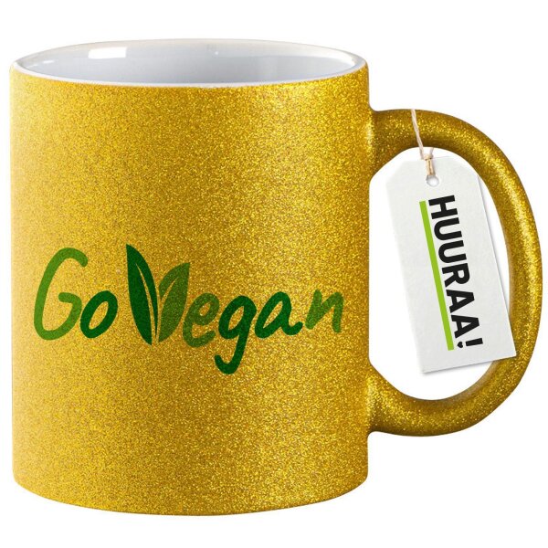 Glitzertasse Go Vegan Blätter 330ml
