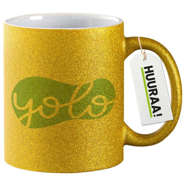 Glitzertasse YOLO you only live once 330ml