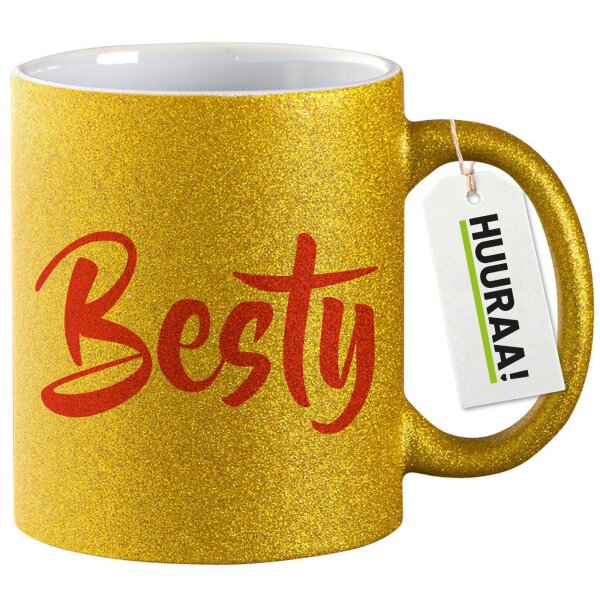 Glitzertasse Besty Bestie 330ml