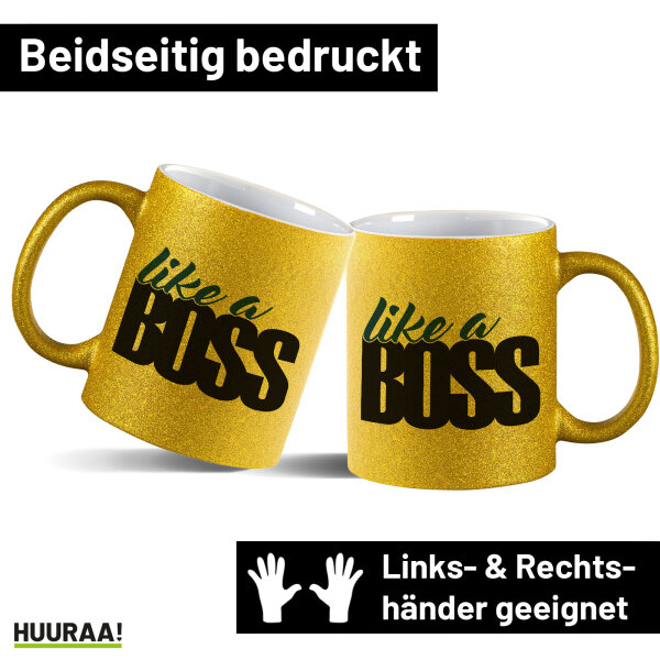 Glitzertasse like a Boss Spruch 330ml