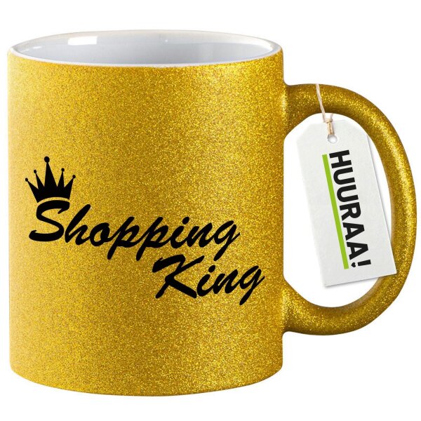 Glitzertasse Shopping King Krone 330ml