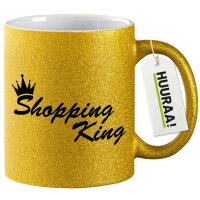 Glitzertasse Shopping King Krone 330ml