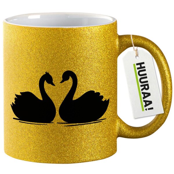 Glitzertasse Schwan Pärchen 330ml