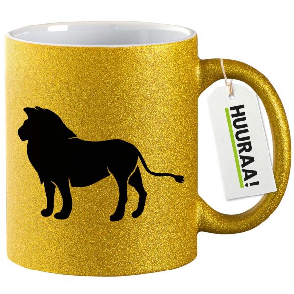 Glitzertasse Löwe Silhouette 330ml