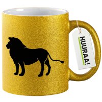 Glitzertasse Löwe Silhouette 330ml