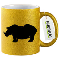 Glitzertasse Nashorn Silhouette 330ml