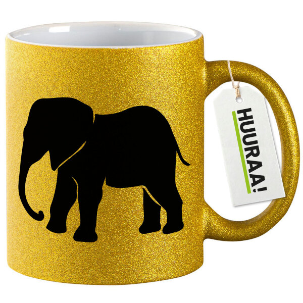 Glitzertasse Elefant Silhouette 330ml