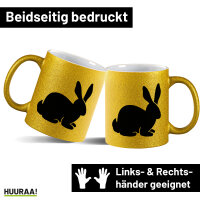 Glitzertasse Hase Kaninchen Silhouette 330ml