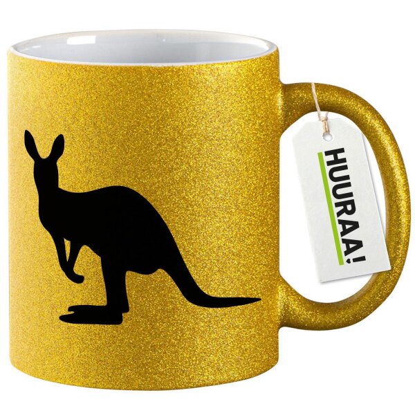 Glitzertasse Kangaroo Silhouette 330ml