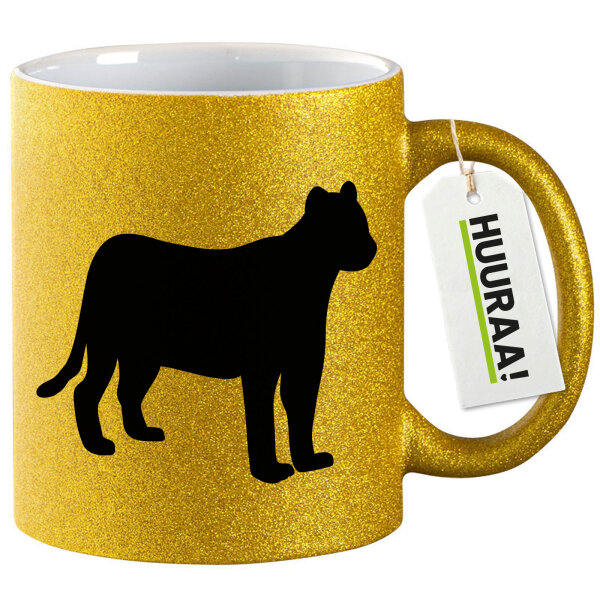 Glitzertasse Panther Silhouette 330ml