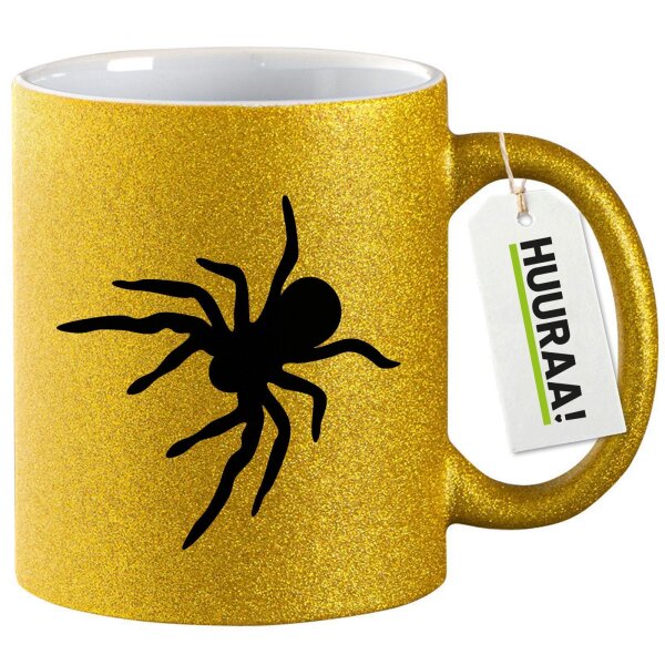Glitzertasse Spinne Silhouette 330ml