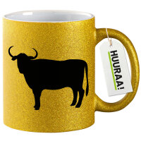 Glitzertasse Stier Bulle Silhouette 330ml