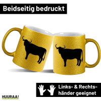 Glitzertasse Stier Bulle Silhouette 330ml