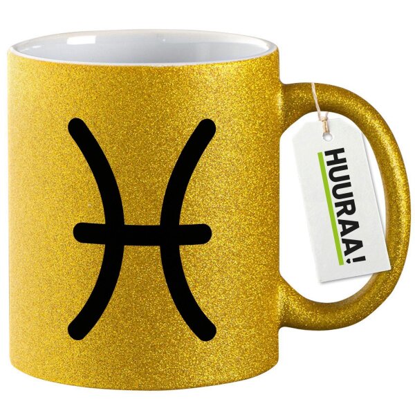 Glitzertasse Fische Sternzeichen Zeichen 330ml