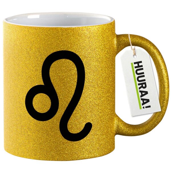 Glitzertasse Löwe Sternzeichen Zeichen 330ml