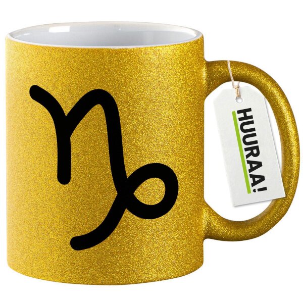 Glitzertasse Steinbock Sternzeichen Zeichen 330ml