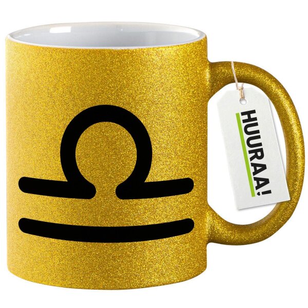 Glitzertasse Waage Sternzeichen Zeichen 330ml