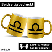 Glitzertasse Waage Sternzeichen Zeichen 330ml